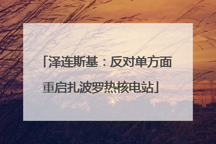 泽连斯基：反对单方面重启扎波罗热核电站